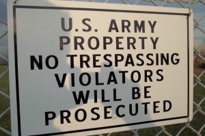 No Trespassing Sign on Army Base