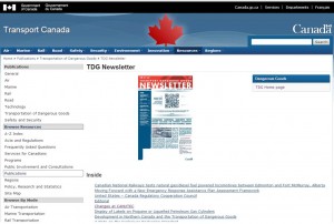 Website for Transport Canada's newsletter