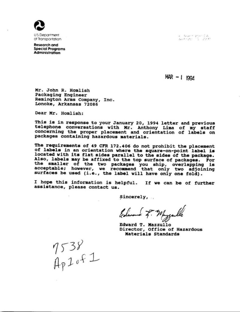 Letter From PHMSA 09