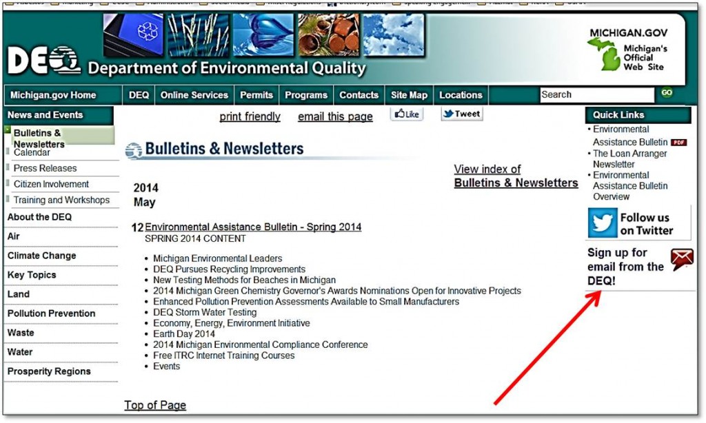 MDEQ Quarterly Environmental Assistance Bulletin
