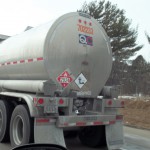 HazMat Placards visible on a tanker truck