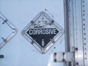 Hazard class 8 corrosive placard