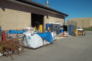 Household hazardous waste accumulated at collection site