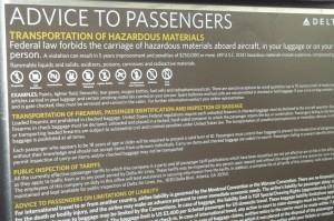 Notice to passengers of forbidden HazMat in baggage