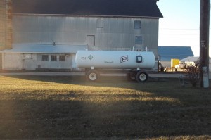 Farm building and anhydrous ammonia nurse tank