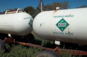 Anhydrous ammonia in bulk packaging "Inhalation Hazard"
