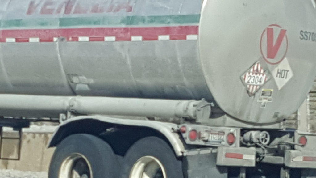 Closer view of cargo tank transporting HazMat - Daniels Training Services