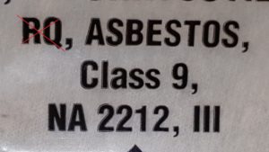 Shipping description for asbestos