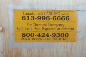 Rail car marking for CHEMTREC and CANUTEC