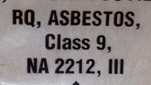 Shipping description for non-friable asbestos