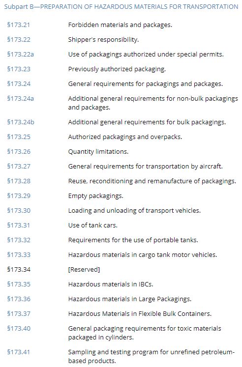 49 CFR 173, Subpart B - Daniels Training Services