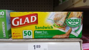 Plastic sandwich bags on store shelf