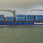 Container ship transporting cargo transport units