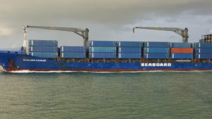 Container ship transporting cargo transport units