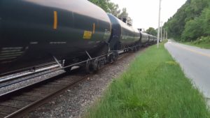 Rail tank cars near road