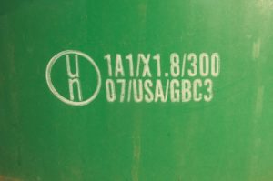 UN Standard Mark on Steel Drum