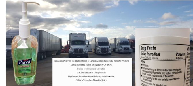 USDOT/PHMSA Temporary Policy for Transportation of Alcohol-Based Hand Sanitizer REVISED 12.07.20