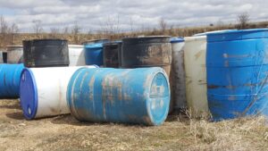 Empty drums stored outdoors