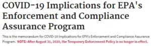 USEPA temporary policy termination