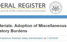 USDOT/PHMSA Makes Miscellaneous Changes to Hazardous Materials Regulations to Reduce Regulatory Burden