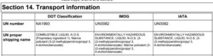 Section 14 SDS Combustible Liquid Marine Pollutant