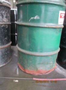 Hazardous Waste Drum in Poor Condition
